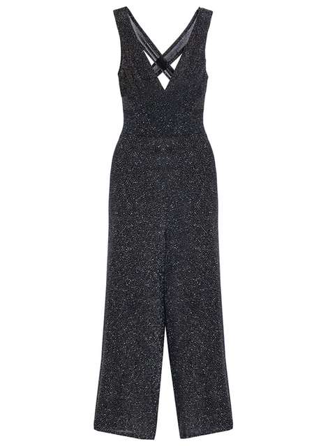 Quiz Black Glitter Culotte Jumpsuit